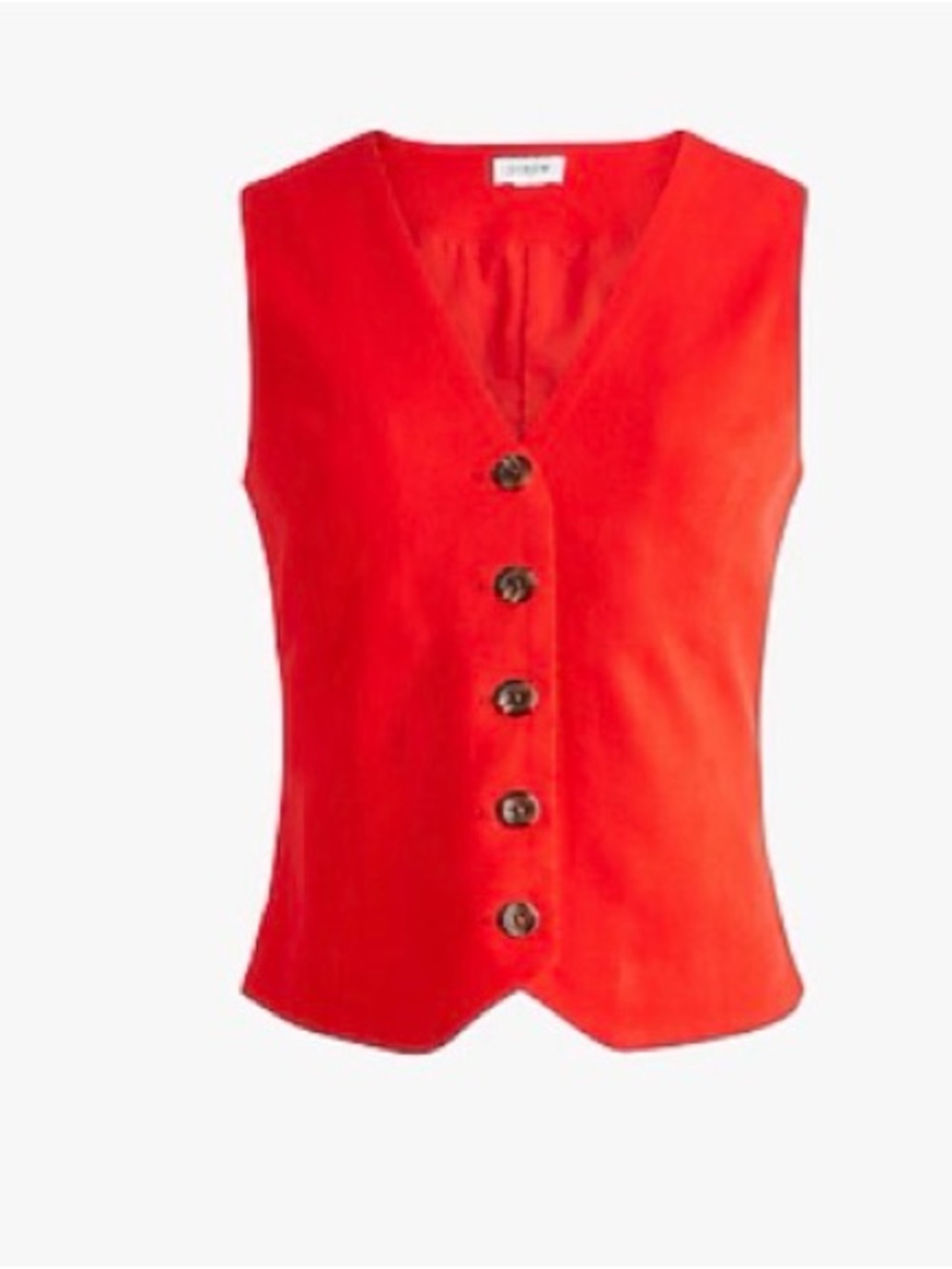 J. Crew Bright Red Sleeveless Button-Front Vest